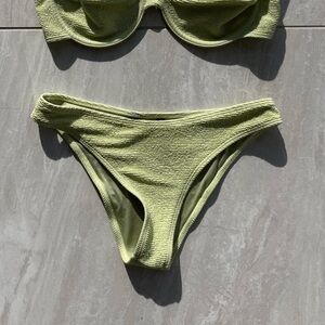 PrettyLittleThing Light Green Textured Bikini Bottoms